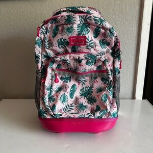 Kids Tropical Print Backpack - Pink and Green